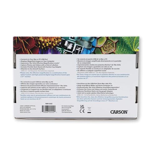 Carson eFlex 78x/324x Effective Magnification (Based on a 27" monitor) LED Lighted USB Digital Microscope with Flexible Stand and Base (MM-840) , White in Kuwait