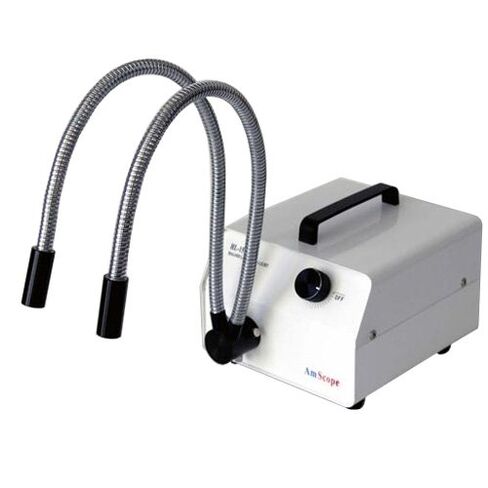 Amscope HL150-AY 150W Fiber Optic Dual Gooseneck Microscope Light Illuminator, Black in Kuwait