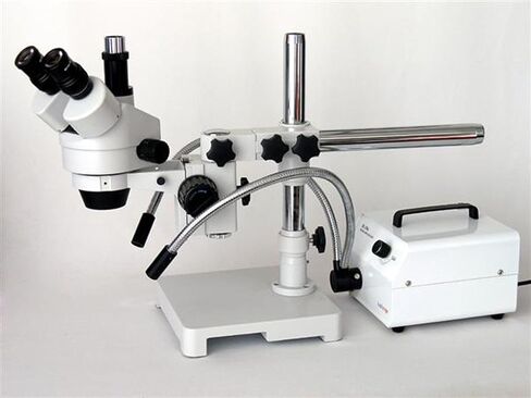 Amscope HL150-AY 150W Fiber Optic Dual Gooseneck Microscope Light Illuminator, Black in Kuwait