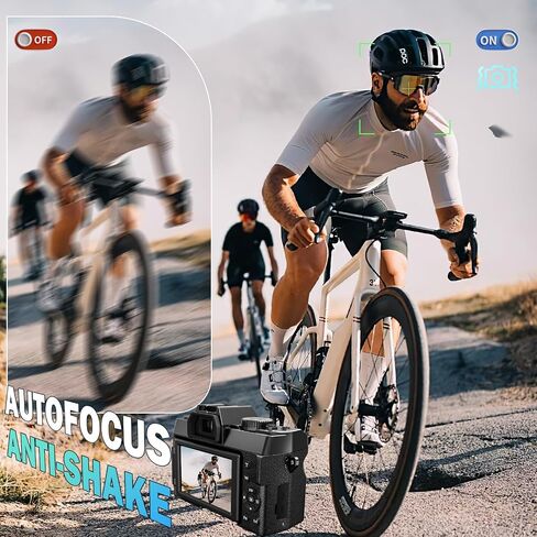 True 5K Digital Camera for Photography, 64MP, Autofocus & Anti-Shake, 16X Zoom, WiFi, Wide-Angle & Macro Lens, 64GB TF Card, Vlogging Camera for YouTube & Travel (Black) in Kuwait
