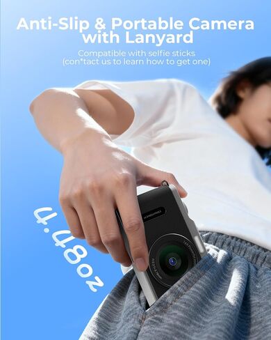 WiFi Digital Camera for Kids with Switching Dual Lens, 64MP 4K Point and Shoot Camera with 32GB Card, 16X Zoom, Anti Shake, Portable Compact Cameras for Teens Girl Boy Kids Starter Black in Kuwait