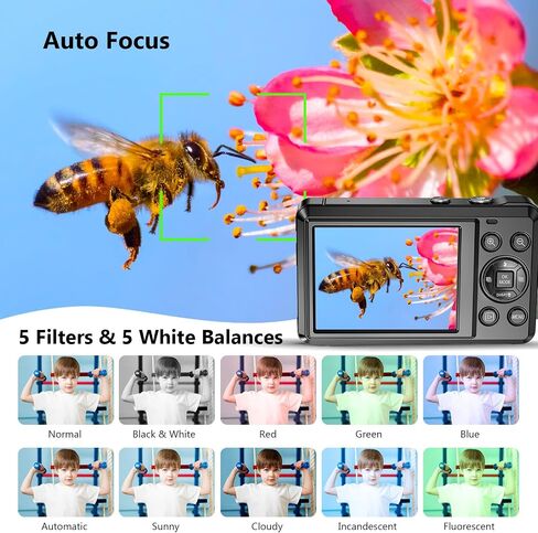 5K 72MP UHD Vlogging Digital Camera, 16X Digital Zoom Autofocus Point and Shoot Camera, 2.8" HD IPS Screen Compact Portable Camera with 32GB SD Card for Photography & Travel in Kuwait
