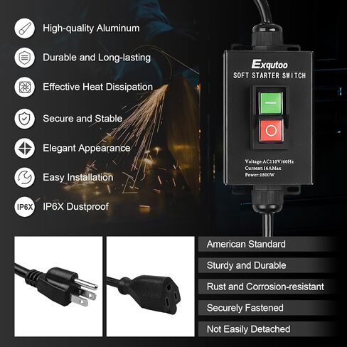 Black Soft Starter Switch Heavy Duty General Purpose Electric Tool | AC110V 16A Max.1800W 60Hz Includes 1 Pack. in Kuwait