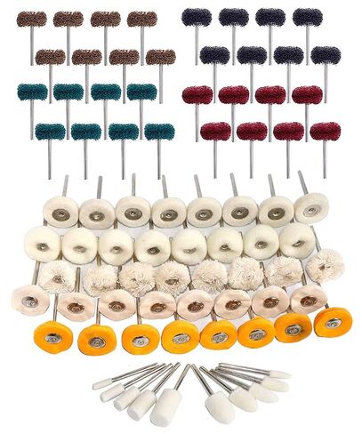 82PCS 1Inch Polishing Kit, Buffing Kit - Professional Wool Fabric Cotton Kit (50PCS) & Abrasive Set (32PCS) Mounted 3mm Shank for Rotary Tool Accessories in Kuwait