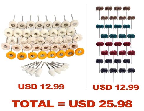 82PCS 1Inch Polishing Kit, Buffing Kit - Professional Wool Fabric Cotton Kit (50PCS) & Abrasive Set (32PCS) Mounted 3mm Shank for Rotary Tool Accessories in Kuwait