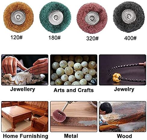 82PCS 1Inch Polishing Kit, Buffing Kit - Professional Wool Fabric Cotton Kit (50PCS) & Abrasive Set (32PCS) Mounted 3mm Shank for Rotary Tool Accessories in Kuwait