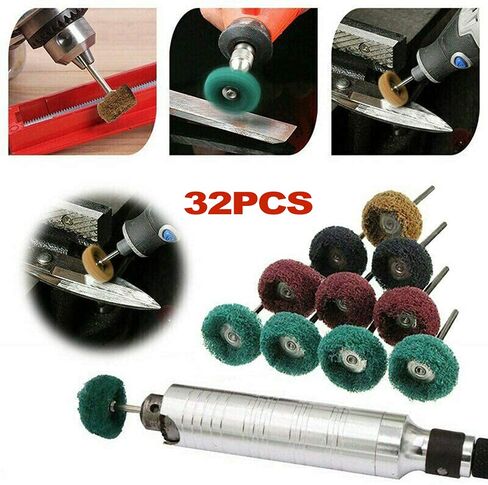 82PCS 1Inch Polishing Kit, Buffing Kit - Professional Wool Fabric Cotton Kit (50PCS) & Abrasive Set (32PCS) Mounted 3mm Shank for Rotary Tool Accessories in Kuwait