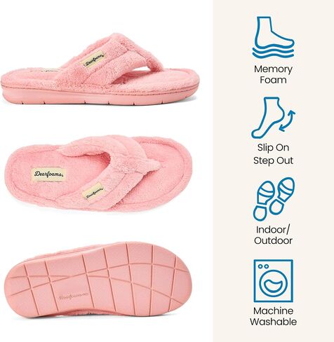 Dearfoams Women'sWrenley Terry Thong, CORAL CREAM, XL in Kuwait