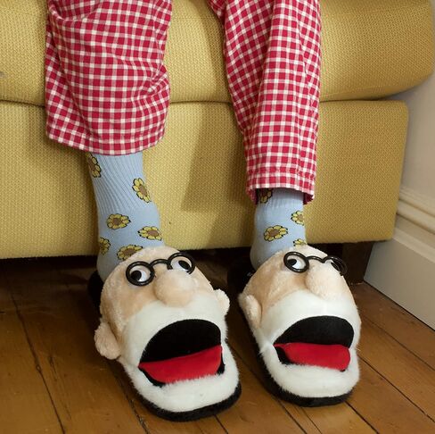 The Unemployed Philosophers Guild Freudian Slippers - Comfy Plush Slip-On Footwear with Sigmund Freud's Head and Funny Built-in Sock Tongue, Size Small in Kuwait