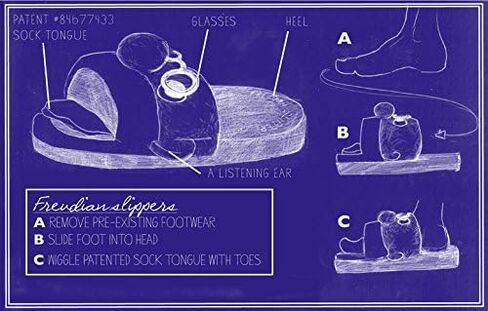The Unemployed Philosophers Guild Freudian Slippers - Comfy Plush Slip-On Footwear with Sigmund Freud's Head and Funny Built-in Sock Tongue, Size Small in Kuwait