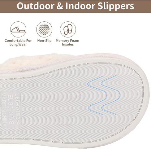 Women's Cute Cartoon Bow Slippers Furry House Shoes Cozy Memory Foam Indoor Outdoor in Kuwait