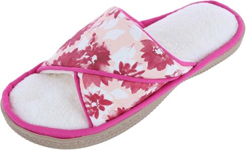 isotoner Womens Organic Cotton Floral Keilly Slide Slippers (Very Berry, 6.5-7) in Kuwait
