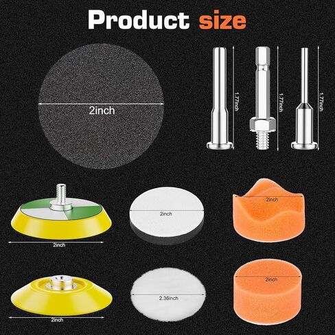 189pcs 2 Inch Sanding Discs Drill Polishing Kit, Sander Attachment for Drill, Sanding Discs Hook and Loop 60 to 7000 Wet Dry Sandpaper with 1/8" 1/4" Shank for Drill Grinder Rotary Tools in Kuwait