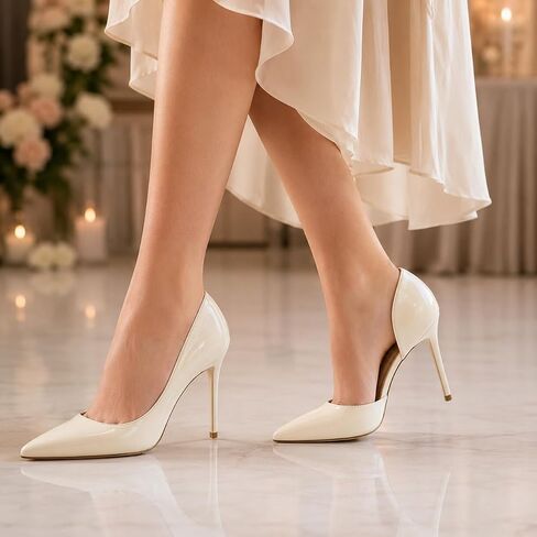 Women's Elegant Stiletto Heels Dress Shoes, Patent Leather Pointed Toe Slip On, Wedding Office Evening Formal in Kuwait