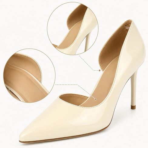 Women's Elegant Stiletto Heels Dress Shoes, Patent Leather Pointed Toe Slip On, Wedding Office Evening Formal in Kuwait
