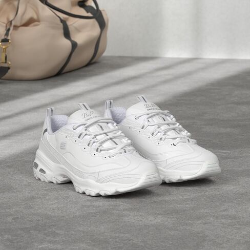 Skechers womens D'lites Fresh Start Wide Fashion Sneaker, White, 7.5 Wide US in Kuwait