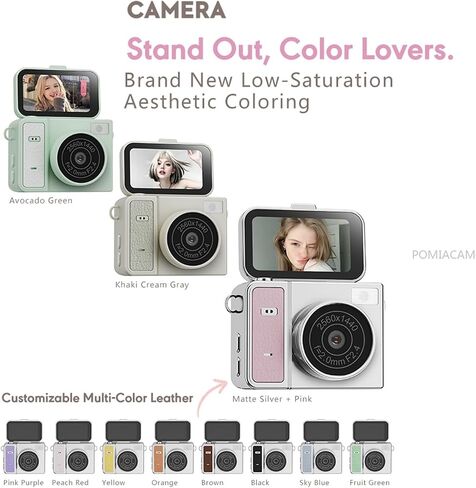 30g Flip Screen 2K Digital Vlog Camera | Portable Retro B&W Selfie Camera for Travel & Daily Recording(Pink) in Kuwait