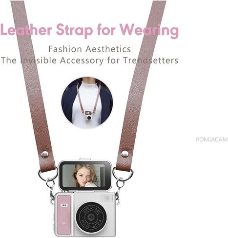 30g Flip Screen 2K Digital Vlog Camera | Portable Retro B&W Selfie Camera for Travel & Daily Recording(Pink) in Kuwait