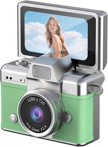 Ourlife Thumb Keychain Mini CCD Camera | 1.47" Flip Screen Retro HD Portable Video Camcorder Recorder(Green) in Kuwait