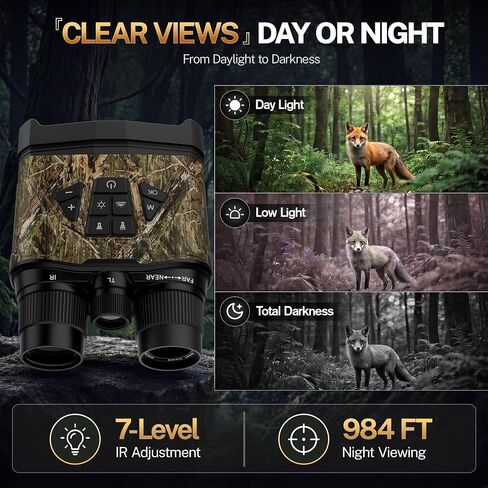 MOSSY OAK 4K Night Vision Goggles for Adults, 40MP Photos, 12X Digital Zoom | Infrared Night Vision Binoculars, 5000mAh Battery, 64GB Card Included, For Hunting, Wildlife Observation and Security in Saudi Arabia
