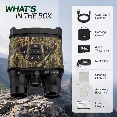 MOSSY OAK 4K Night Vision Goggles for Adults, 40MP Photos, 12X Digital Zoom | Infrared Night Vision Binoculars, 5000mAh Battery, 64GB Card Included, For Hunting, Wildlife Observation and Security in Saudi Arabia