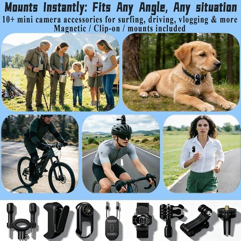 Upgraded 1080P Mini Body Cameras with Audio and Video Recording, POV Camera, Thumb Size Sport Action Camera, Hand Free Camcorder for Cycling,Travel,Pet,Vlogging, Deep Black in Kuwait
