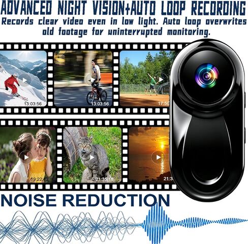 Upgraded 1080P Mini Body Cameras with Audio and Video Recording, POV Camera, Thumb Size Sport Action Camera, Hand Free Camcorder for Cycling,Travel,Pet,Vlogging, Deep Black in Kuwait