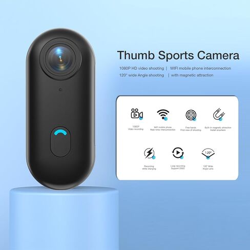 H7 128GB 1080P Thumb Action Camera, Mini Body Cameras with Magnetic Lanyard | Wearable Pocket Vlogging Camera, Small Portable Body Cam Helmet Cam for Work, Cycling, Travel, Pet Walking(128G) in Kuwait