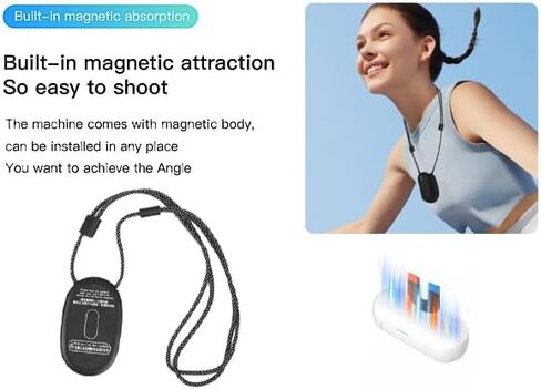 H7 128GB 1080P Thumb Action Camera, Mini Body Cameras with Magnetic Lanyard | Wearable Pocket Vlogging Camera, Small Portable Body Cam Helmet Cam for Work, Cycling, Travel, Pet Walking(128G) in Kuwait