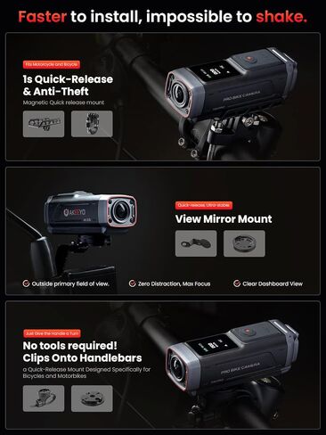 AKEEYO AKY-730Pro 4K Motorcycle/Bike Dash Cam,60FPS Action Camera with EIS Stabilization,1.14" Touchscreen, Built-in GPS, IP66 Waterproof, Up to 6 Hours of Battery Life,Loop Recording,Parking Monitor in Kuwait
