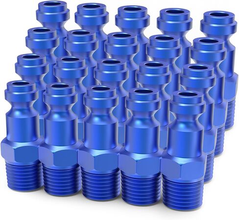 ChillWaves Aluminum Automotive T-Style Air Plug, 1/4" NPT Male Pneumatic Plugs, Air Compressor Accessories Fittings(20-PACK) in Kuwait