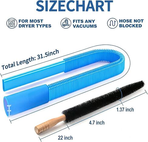 Universal Dryer Vent Cleaner Kit Compatible with All Vacuum Cleaner Include Vacuum Hose Attachment Accessories Brush Lint Brush,Dryer Vent Vacuum Hose in Kuwait