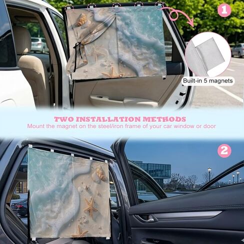 Beach Sea Car Window Shade for Baby Auto Window Covers Mesh Vehicles Window Covers Sun Protection Auto Rear Window Sun Shade 2 Pcs in Kuwait