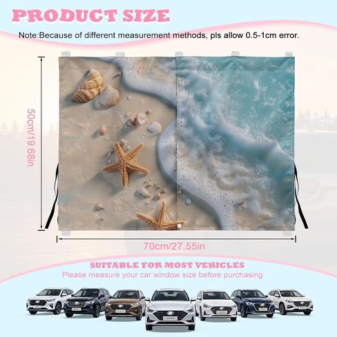 Beach Sea Car Window Shade for Baby Auto Window Covers Mesh Vehicles Window Covers Sun Protection Auto Rear Window Sun Shade 2 Pcs in Kuwait