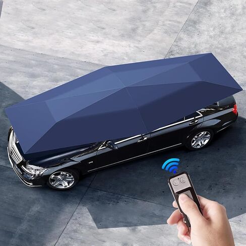 Car Sun Shade Umbrella Cover Tent, Automatic Carport Outdoor Umbrella, Portable Cars Umbrella Vehicles Tent, Anti-UV Protection, Oxford Cloth, All-Season, Vehicles Roof Protection Blue-4.8 * 2.3m in Kuwait