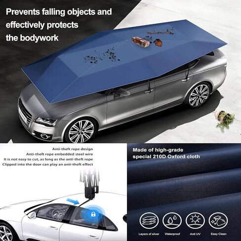 Car Sun Shade Umbrella Cover Tent, Automatic Carport Outdoor Umbrella, Portable Cars Umbrella Vehicles Tent, Anti-UV Protection, Oxford Cloth, All-Season, Vehicles Roof Protection Blue-4.8 * 2.3m in Kuwait