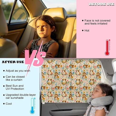 Guinea Pig Car Window Shade for Baby Auto Window Covers Mesh Vehicles Window Covers Sun Protection Auto Rear Window Sun Shade 2 Pcs in Kuwait