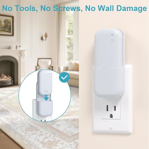 Outlet Wall Mount for Blink Sync Module Core with Built-in Charger & Power Adapter, 2-in-1 Space-Saving Bracket, No Drill Plug-in Holder for Blink Outdoor Indoor Home Security Camera System in Kuwait