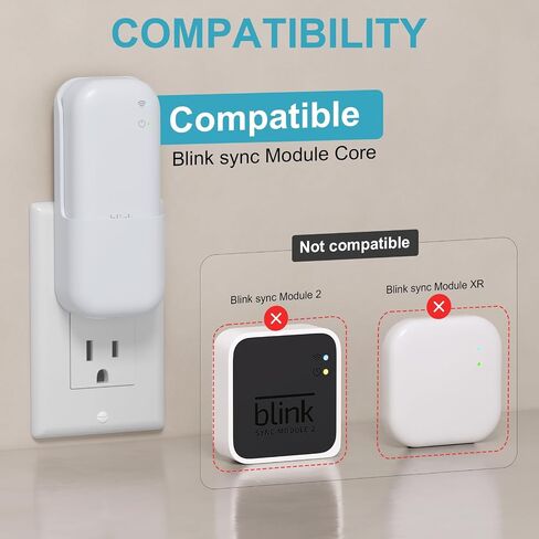 Outlet Wall Mount for Blink Sync Module Core with Built-in Charger & Power Adapter, 2-in-1 Space-Saving Bracket, No Drill Plug-in Holder for Blink Outdoor Indoor Home Security Camera System in Kuwait