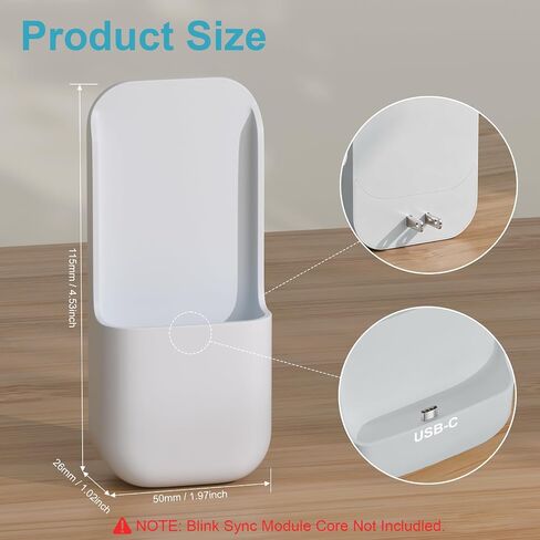 Outlet Wall Mount for Blink Sync Module Core with Built-in Charger & Power Adapter, 2-in-1 Space-Saving Bracket, No Drill Plug-in Holder for Blink Outdoor Indoor Home Security Camera System in Kuwait