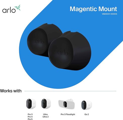 Arlo Magnetic Wall Mounts (2 Count) Black, Certified Accessory, Indoor & Outdoor Use, Works Pro 3/4/5S/6, Ultra Cameras in Kuwait