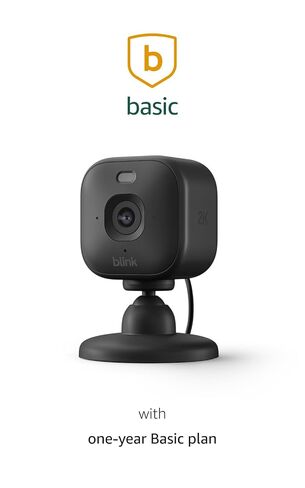 Blink Mini 2K+ (newest model) with 1-Year Basic plan – Plug-in Home & Pet Security Camera with 2K video resolution, color night vision, enhanced audio, motion detection – 1 camera (Black) in Kuwait