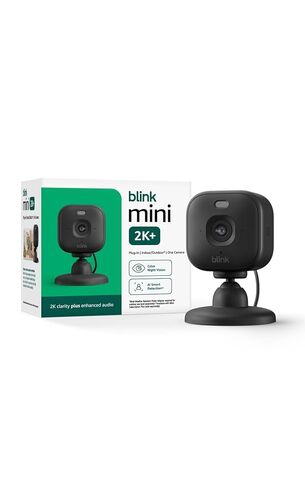 Blink Mini 2K+ (newest model) with 1-Year Basic plan – Plug-in Home & Pet Security Camera with 2K video resolution, color night vision, enhanced audio, motion detection – 1 camera (Black) in Kuwait