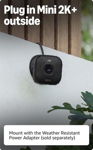 Blink Mini 2K+ (newest model) with 1-Year Basic plan – Plug-in Home & Pet Security Camera with 2K video resolution, color night vision, enhanced audio, motion detection – 1 camera (Black) in Kuwait