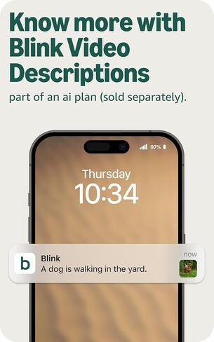 Blink Mini 2K+ (newest model) with 1-Year Basic plan – Plug-in Home & Pet Security Camera with 2K video resolution, color night vision, enhanced audio, motion detection – 1 camera (Black) in Kuwait
