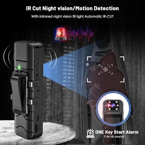 kaysunlink Body Camera with 1.4" Screen Audio and Auto Video Night Vision 1080P FHD Mini Police Wearable Body Worn Cam Portable Small Personal Camcorder Sport Action Outdoor Video Recorder (64GB) in Kuwait