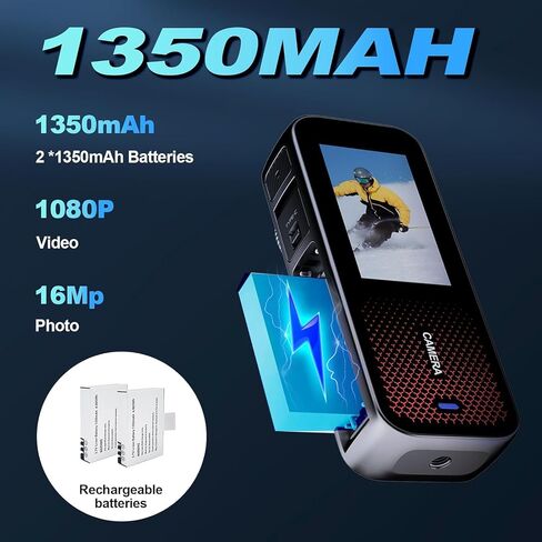 Xilecam Action Camera Dual Screen Sports Camera 32GB Card,Support Rain Protection with 2 X1350mAh Batteries and Multi-Function Accessory（Metallic Gray） in Kuwait