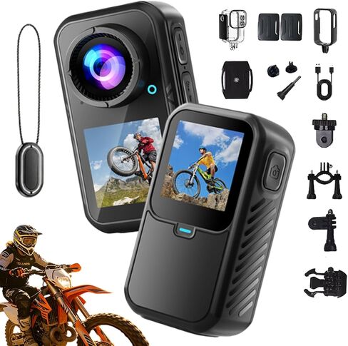 Motorcycle Camera, 5K HD Mini Wearable Body Adventure Action Cameras, 6-Axis Electronic Image Stabilization, 130-Degree Wide-Angle Lens for Cycling, Pet Walking and Outdoors Activities (1080P) in Kuwait