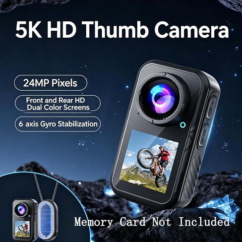 Motorcycle Camera, 5K HD Mini Wearable Body Adventure Action Cameras, 6-Axis Electronic Image Stabilization, 130-Degree Wide-Angle Lens for Cycling, Pet Walking and Outdoors Activities (1080P) in Kuwait