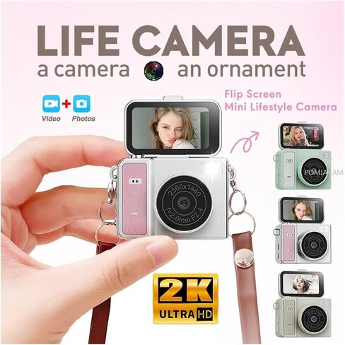 2K Ultra Light Mini Retro Action Camcorder with 1.47 Inch Flip Screen, Only 30g Portable Pocket Video Recorder() in Kuwait